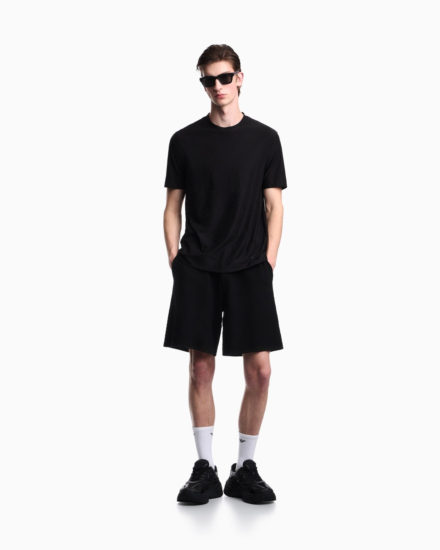 Jersey jacquard T-shirt with all-over motif