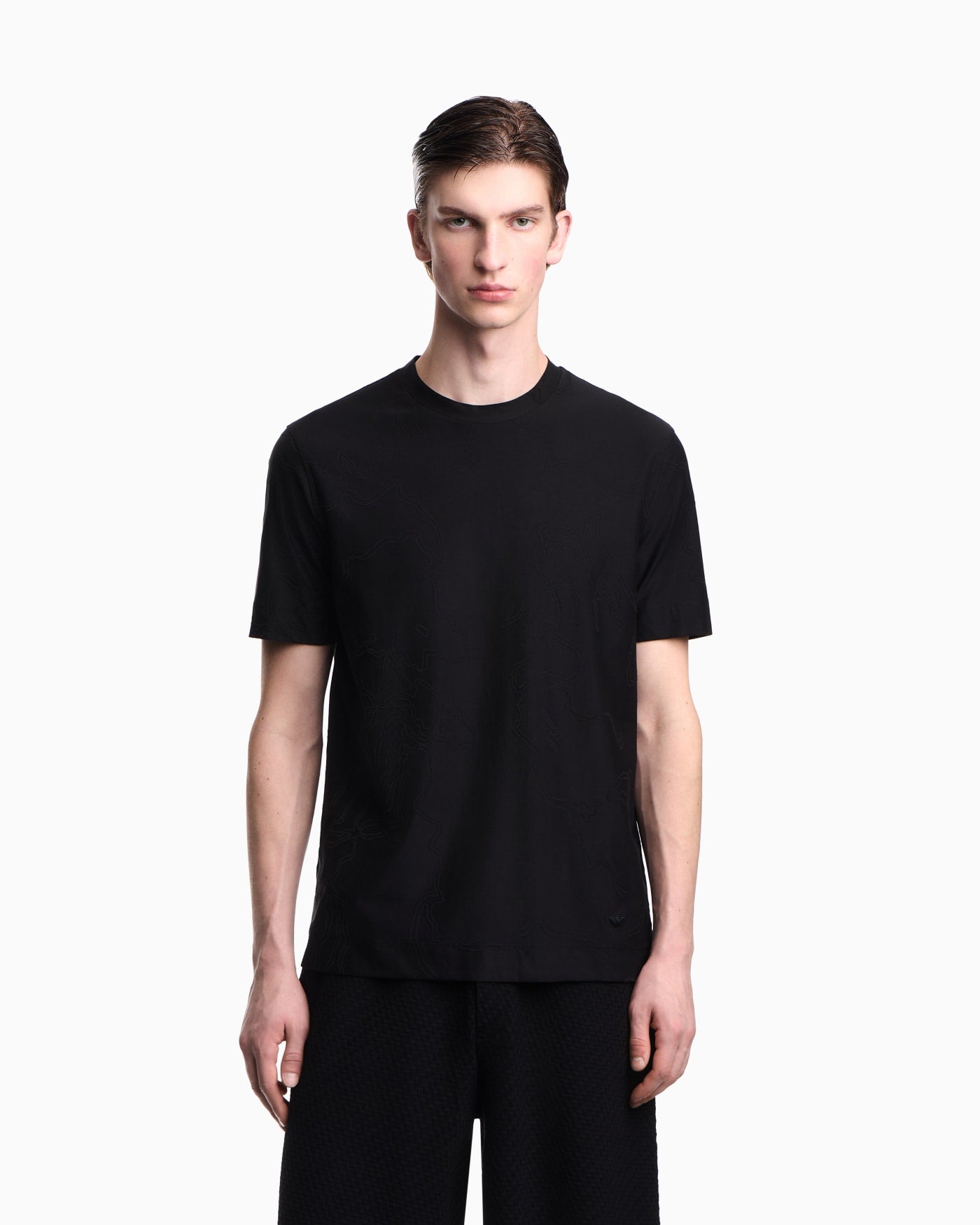 Jersey jacquard T-shirt with all-over motif