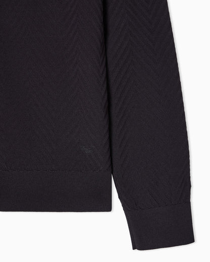 Icon viscose blend chevron full-zip cardigan