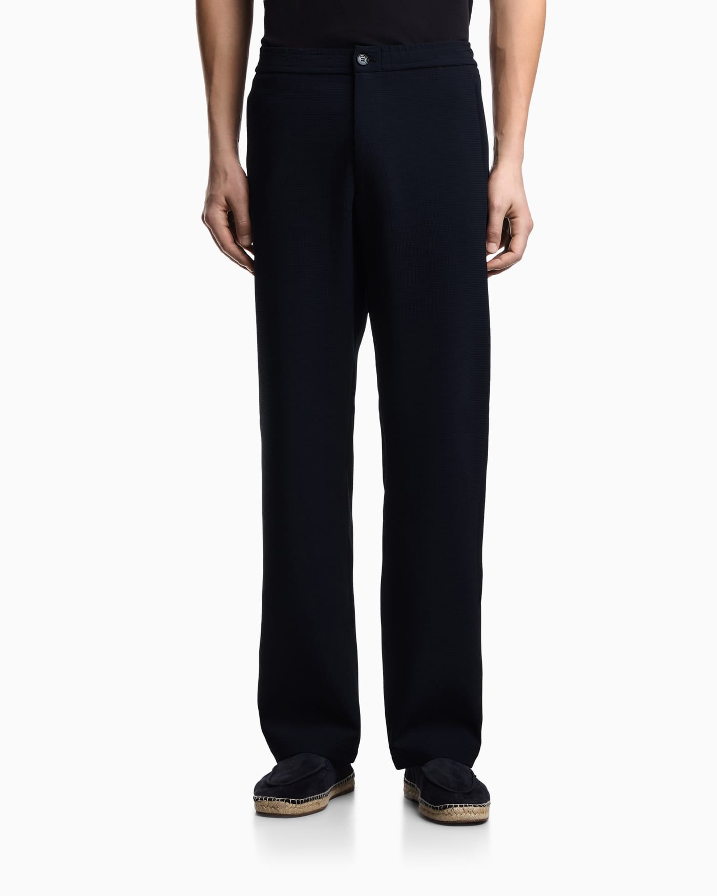 Icon 3D piqué-effect crêpe jersey trousers