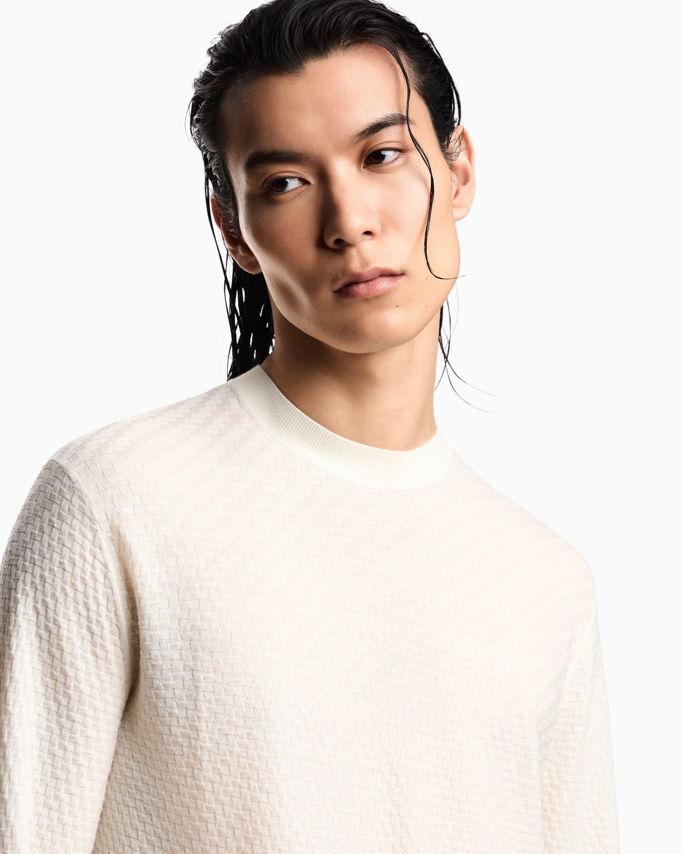 Virgin-wool jumper with a check motif