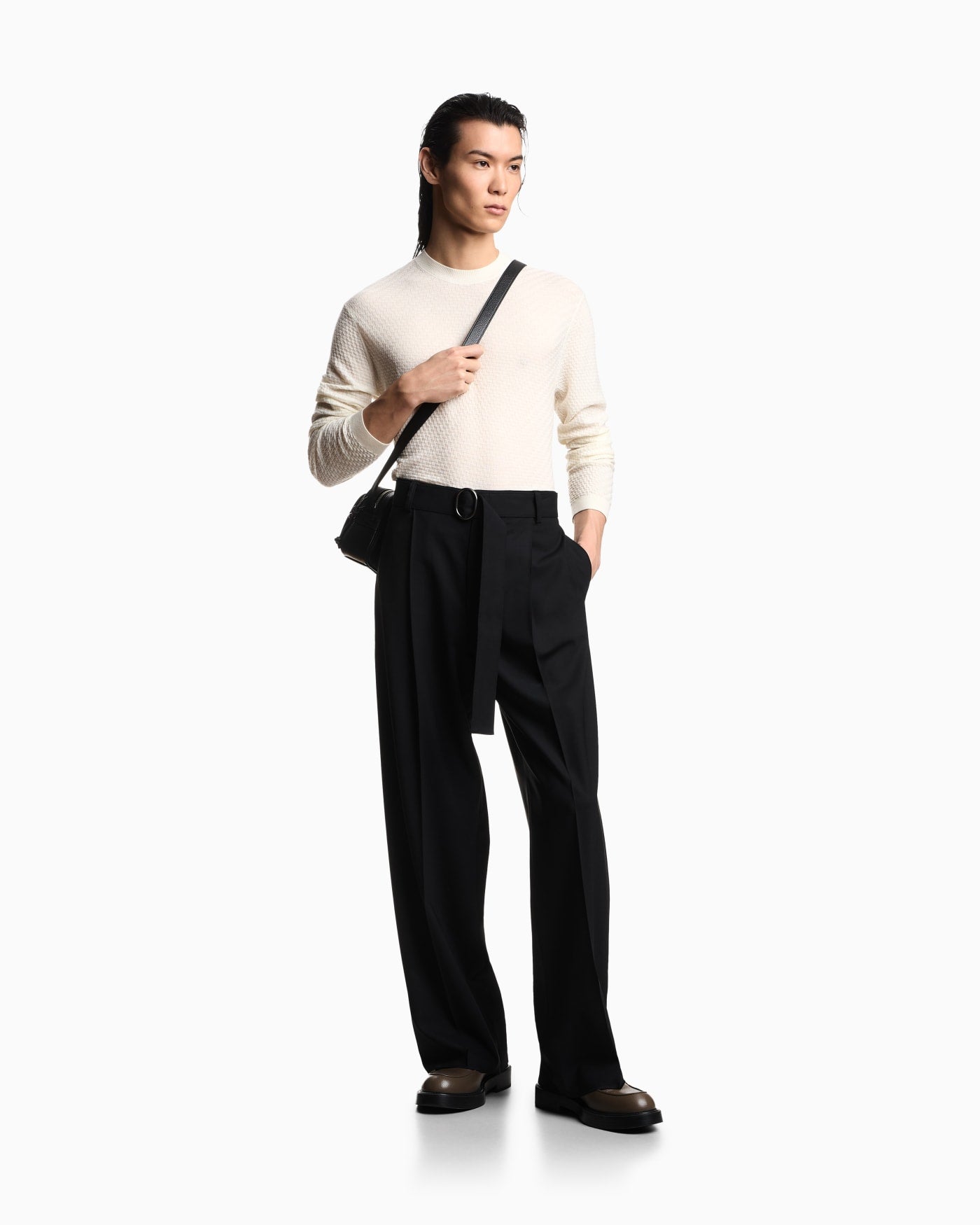 Virgin-wool jumper with a check motif