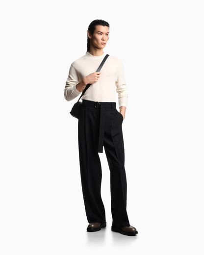 Virgin-wool jumper with a check motif