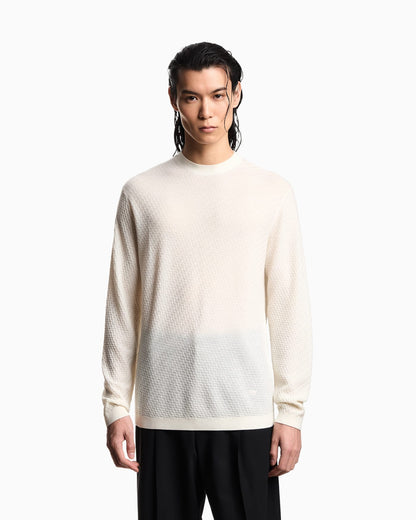 Virgin-wool jumper with a check motif