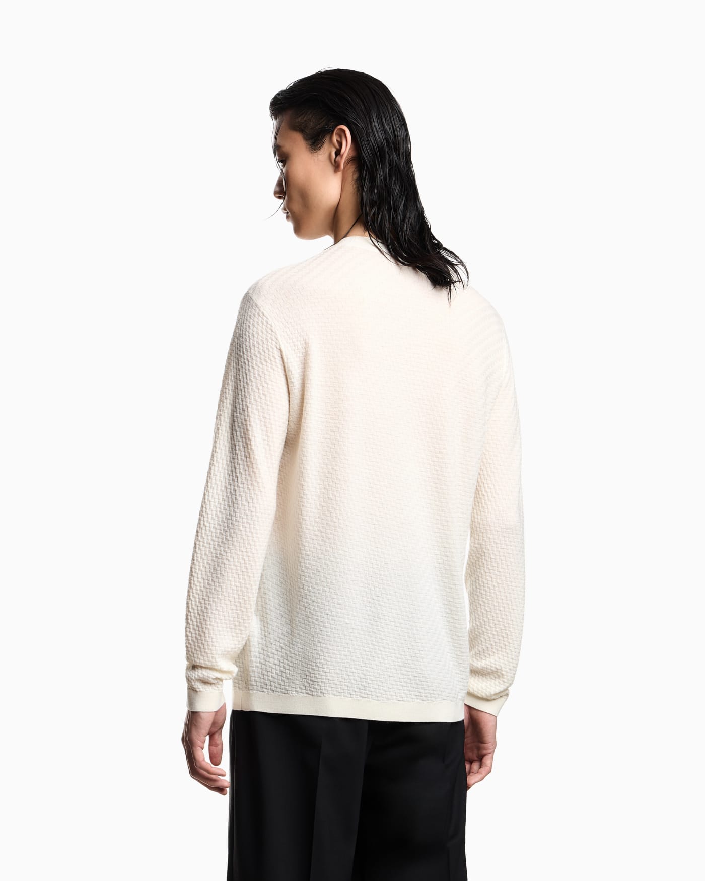 Virgin-wool jumper with a check motif