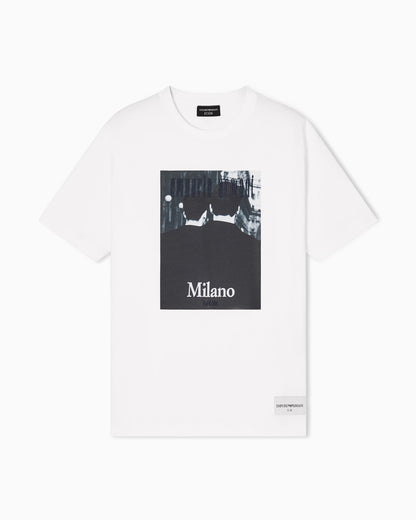 Icon jersey T-shirt with photographic print and embroidery