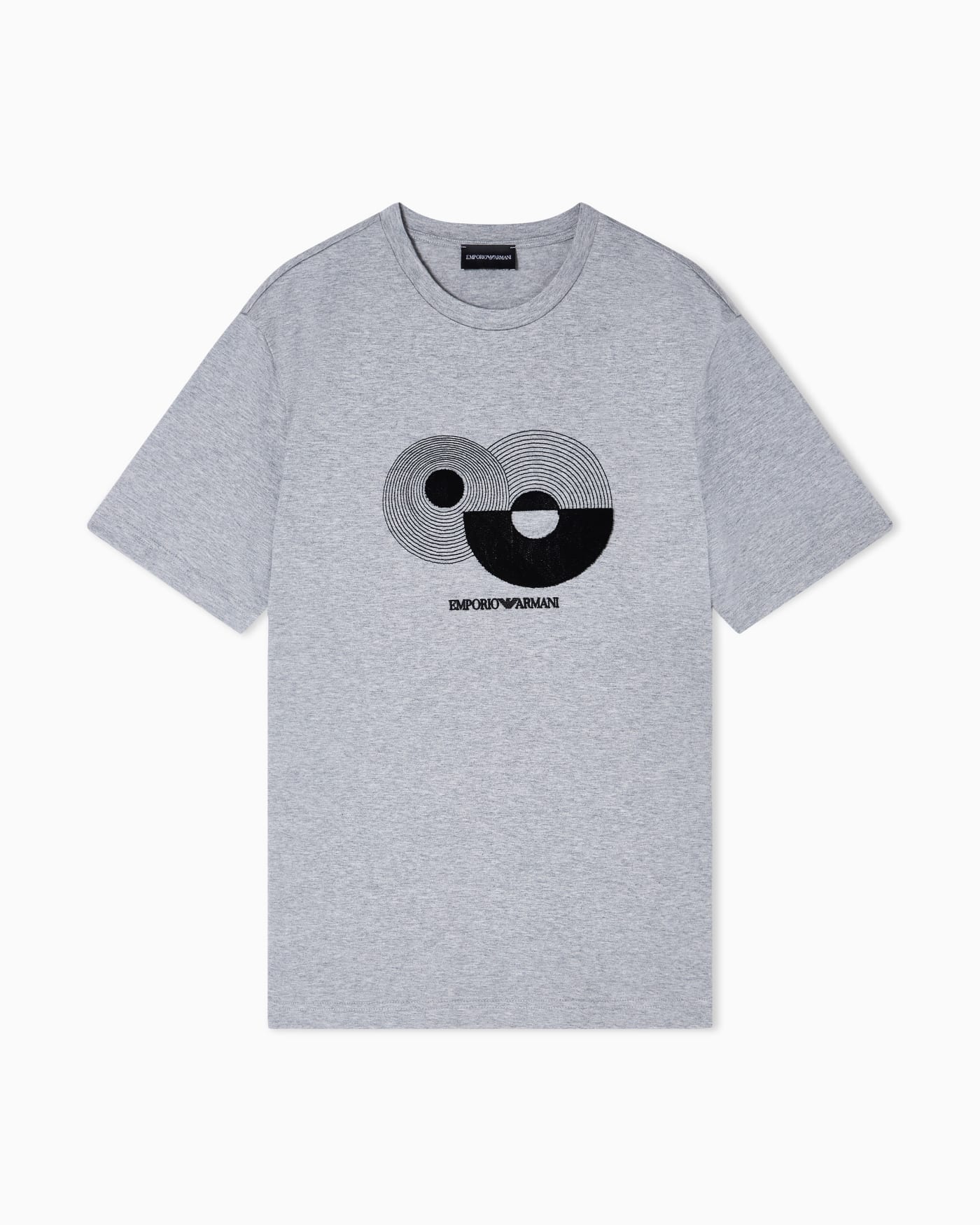 Jersey T-shirt with op-art embroidery