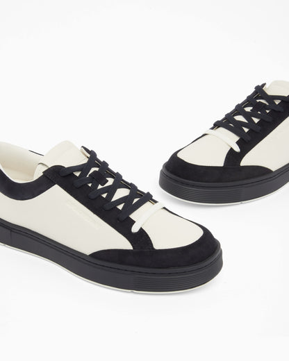 Leather sneakers with suede details