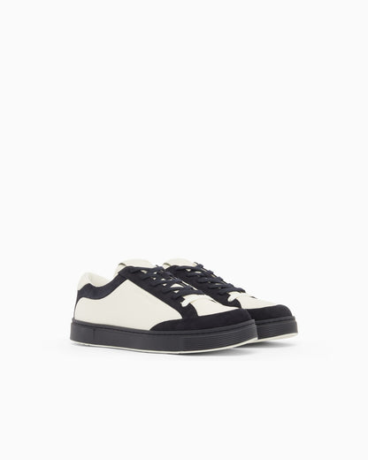Leather sneakers with suede details