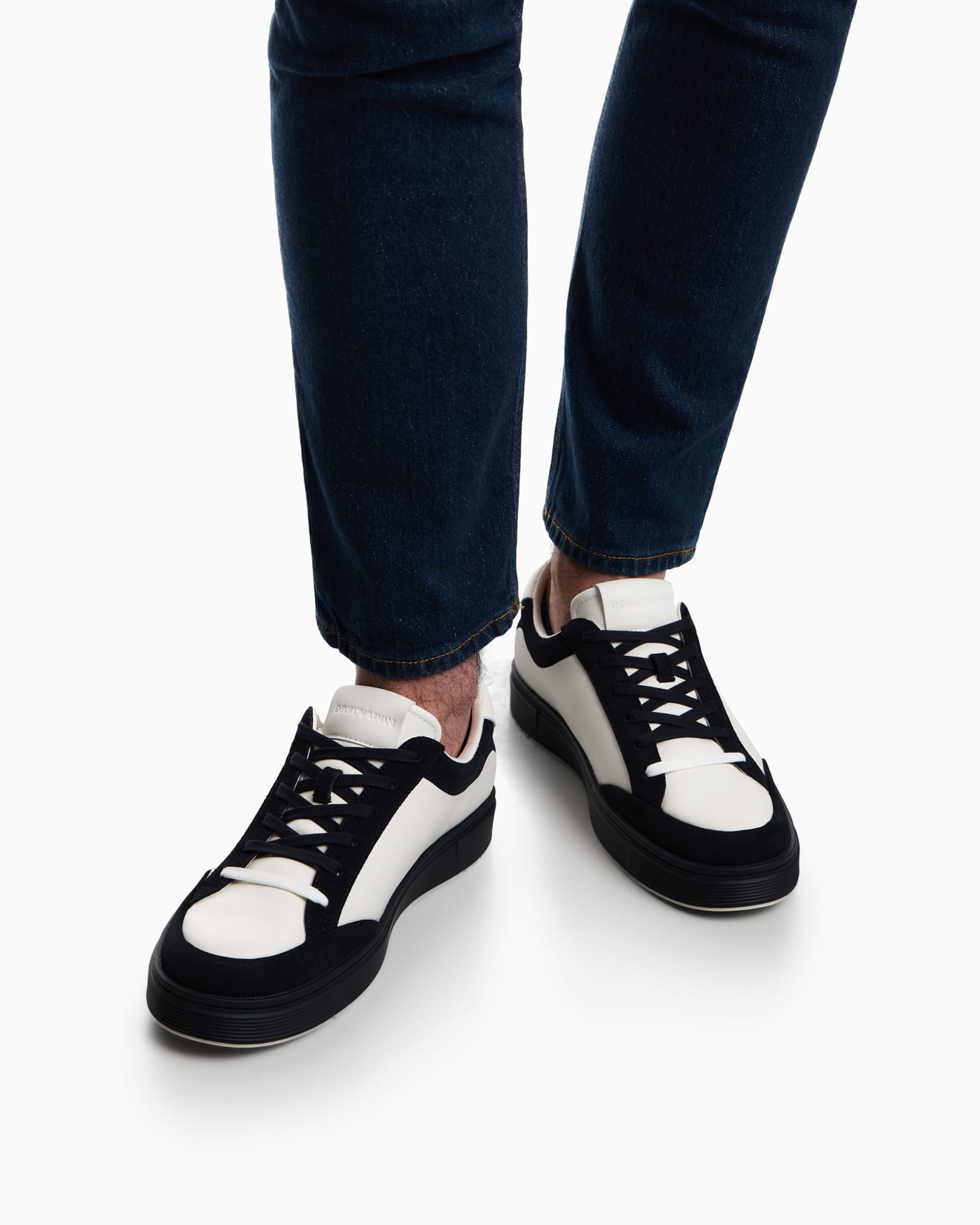 Leather sneakers with suede details