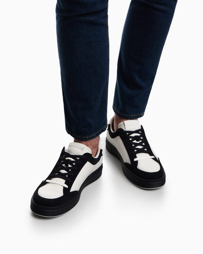 Leather sneakers with suede details