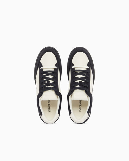 Leather sneakers with suede details