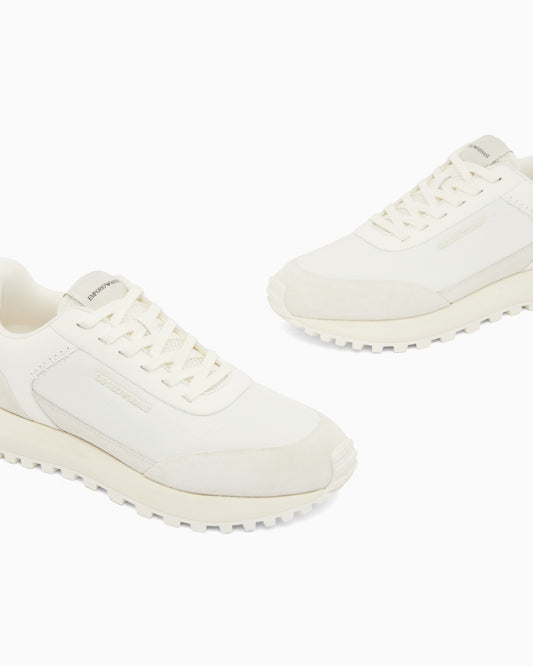 Cordura sneakers with suede details and side logo