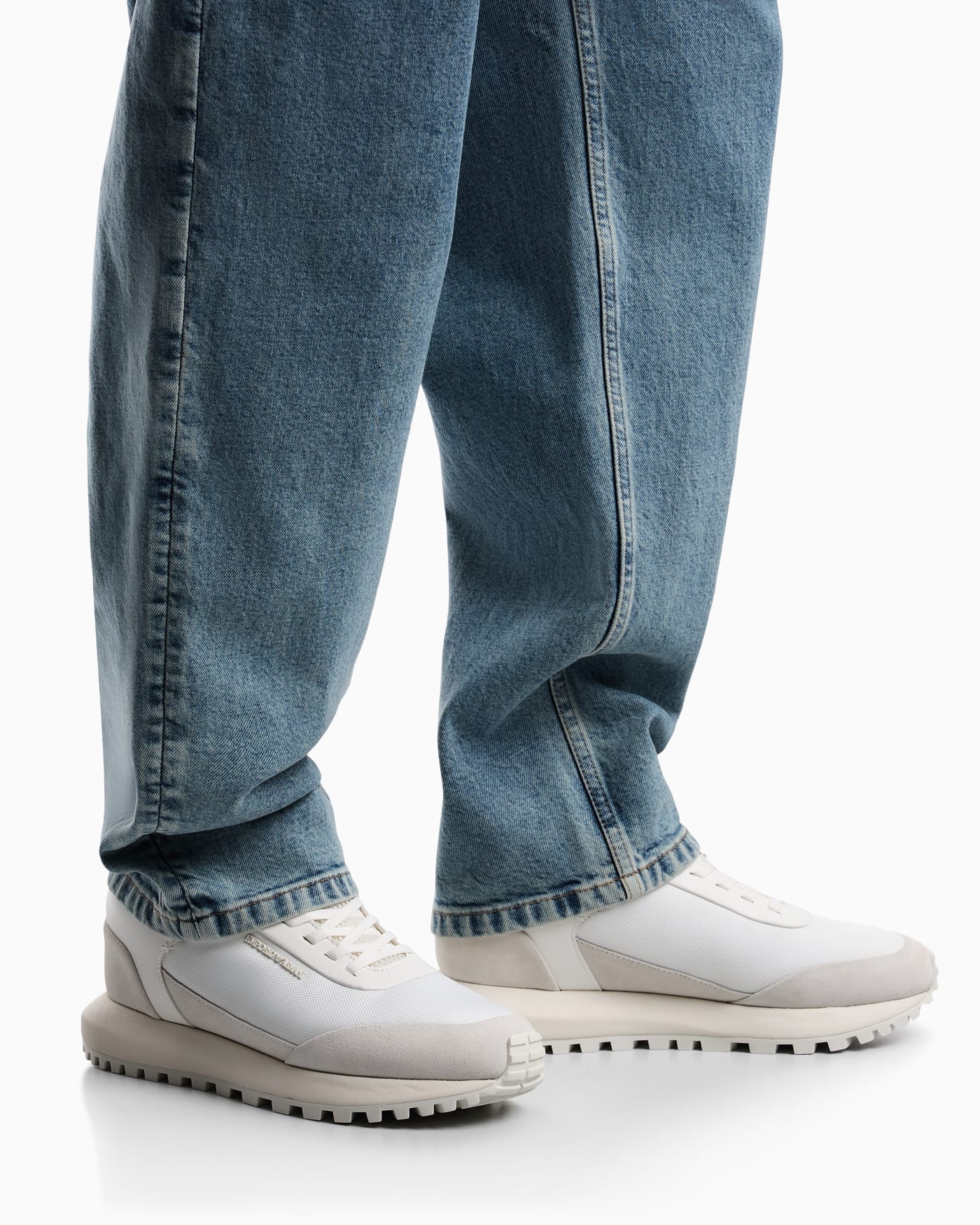 Cordura sneakers with suede details and side logo