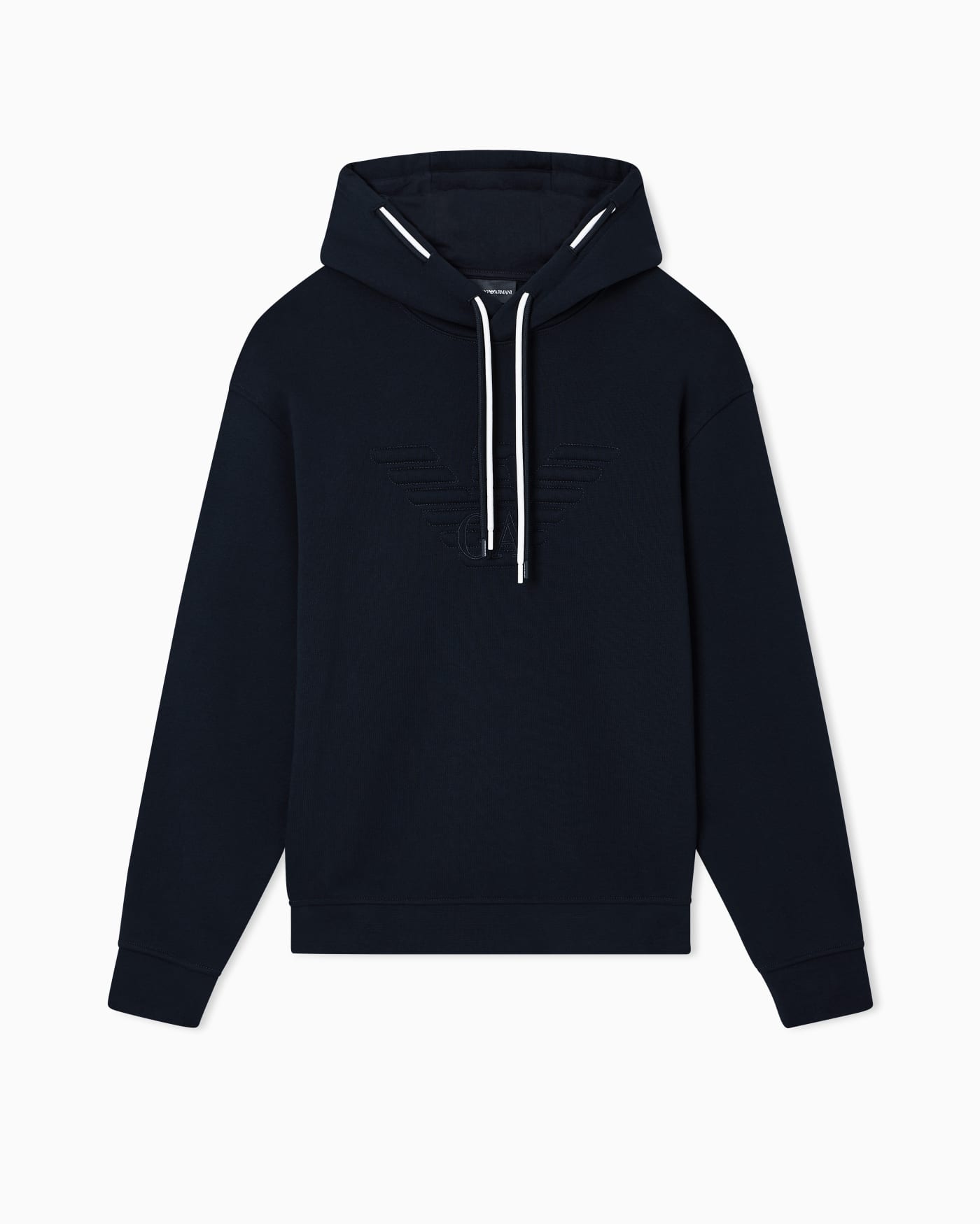 Loose-fit hooded sweatshirt in French terry jersey with a domed eagle
