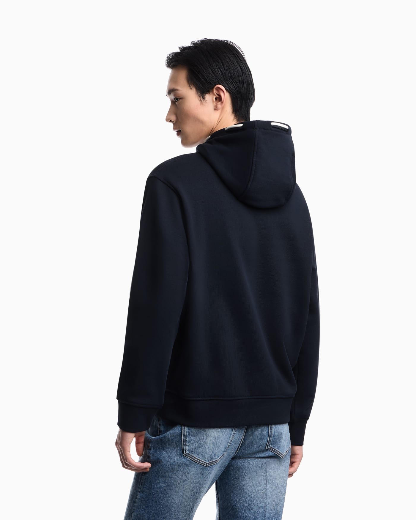 Loose-fit hooded sweatshirt in French terry jersey with a domed eagle