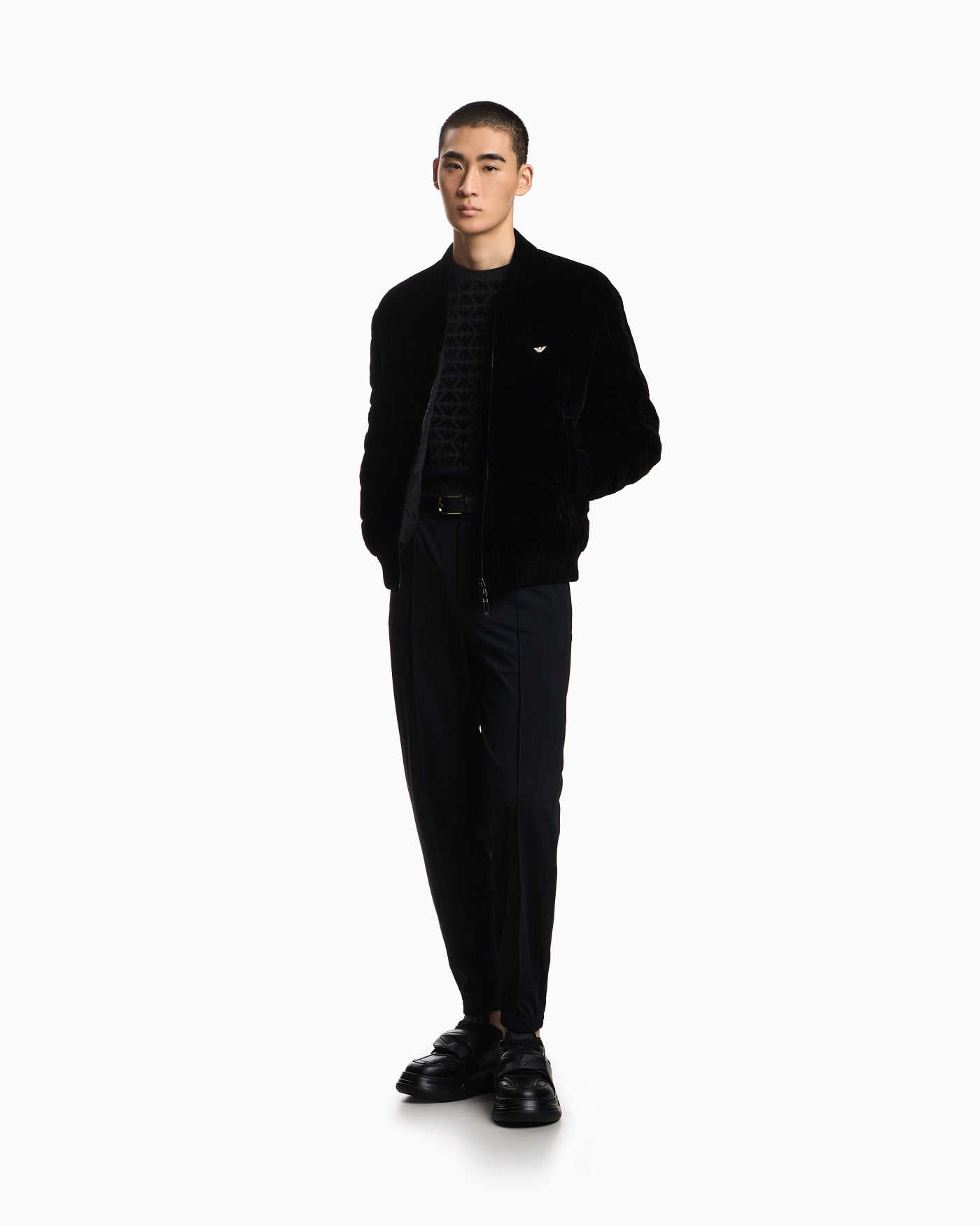 Stretch-nylon trousers with an elasticated hem