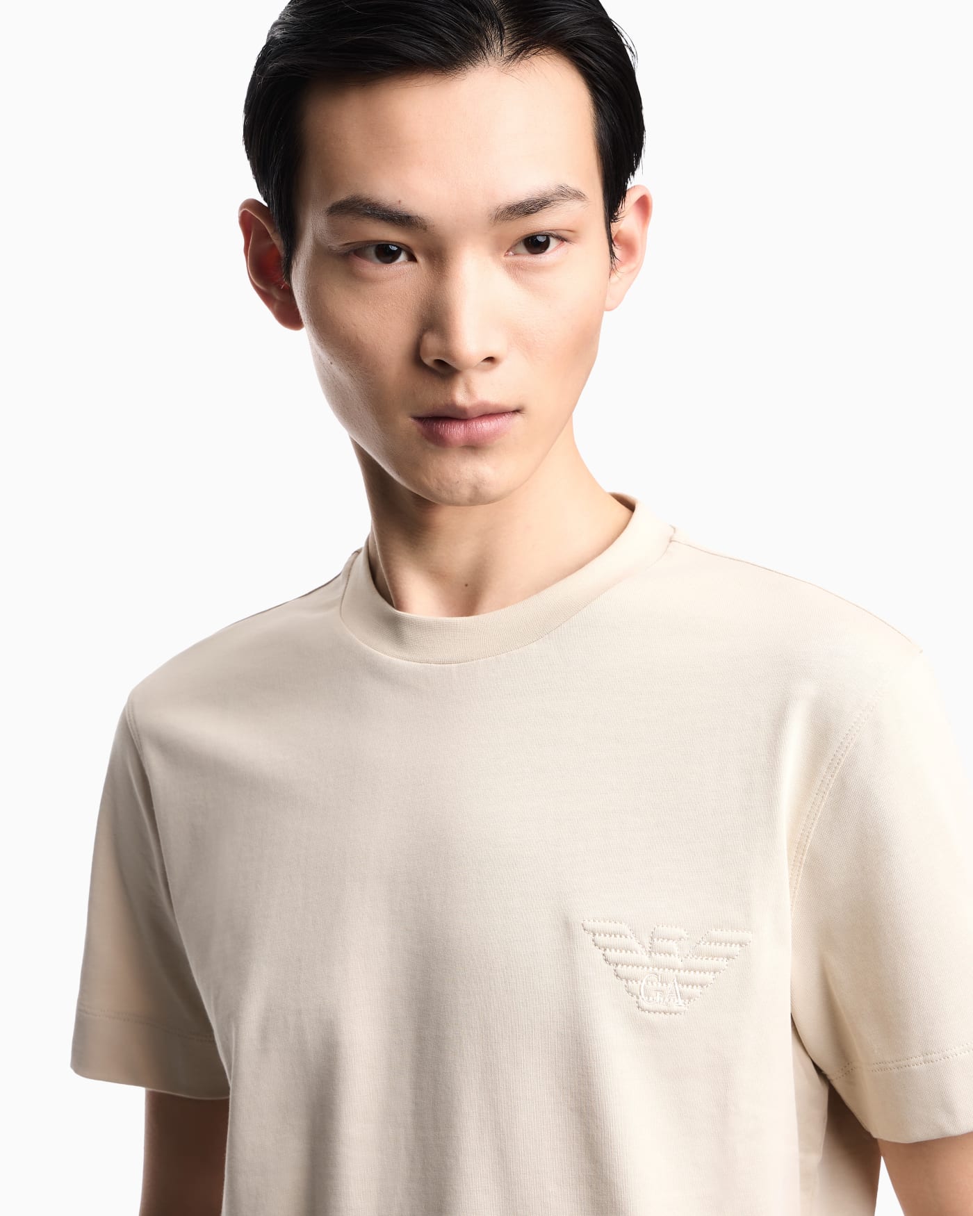 Slim fit T-shirt in heavy jersey with domed eagle