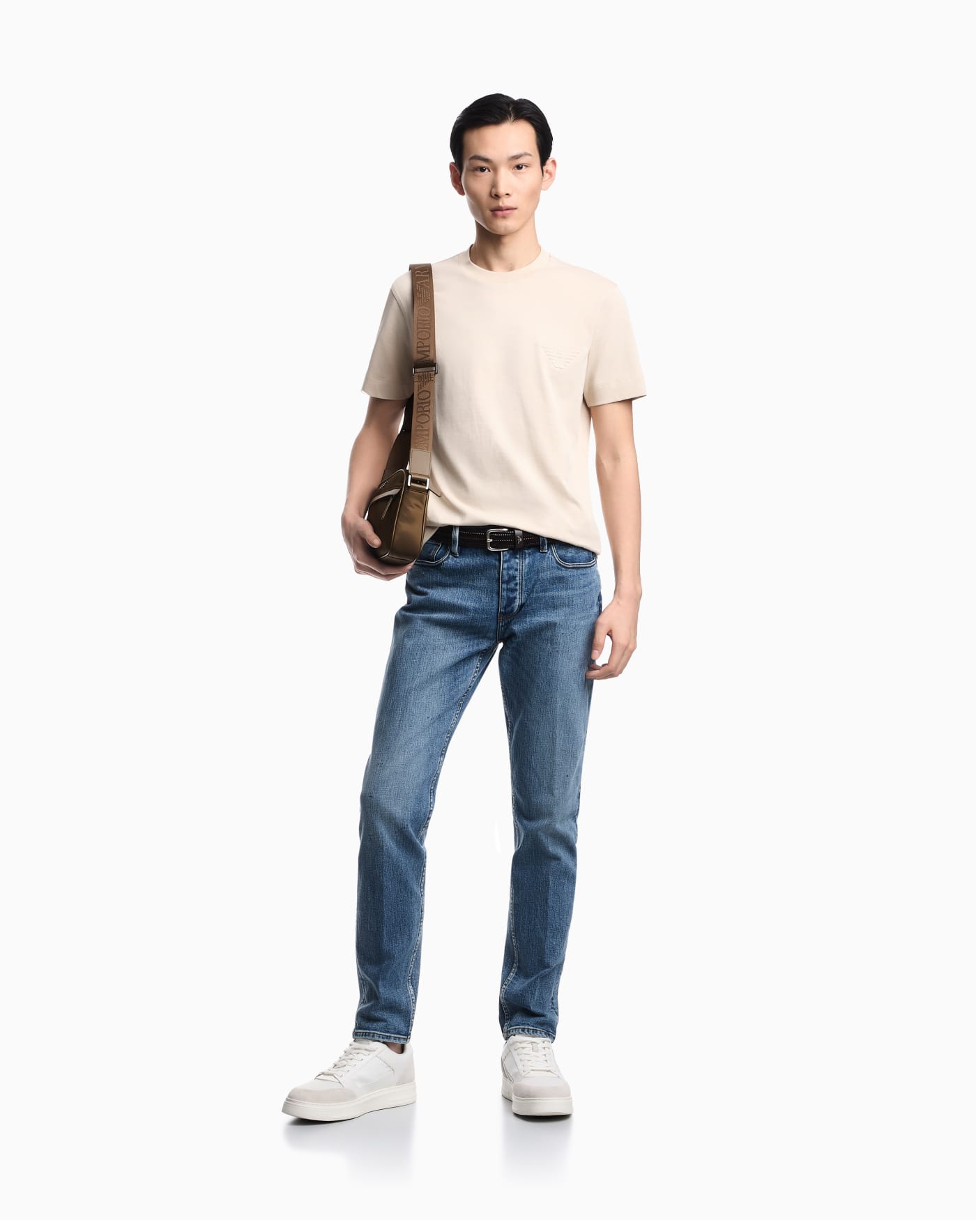 Slim fit T-shirt in heavy jersey with domed eagle