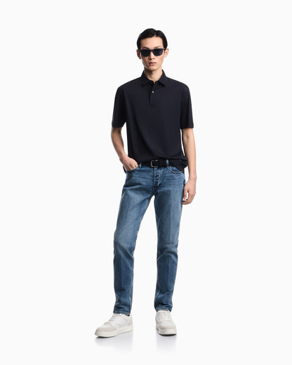 Loose-fit, lightweight jersey polo shirt