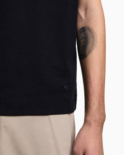 Intarsia-effect jacquard jersey T-shirt