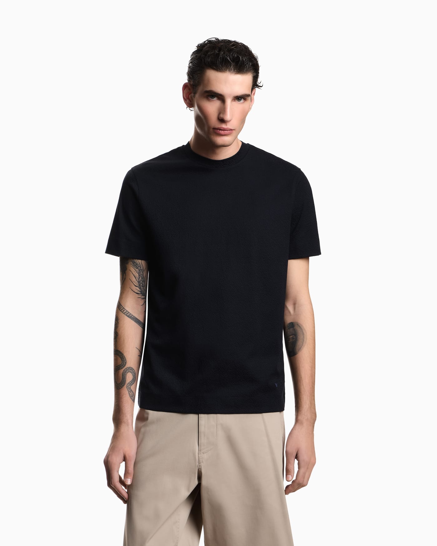 Intarsia-effect jacquard jersey T-shirt
