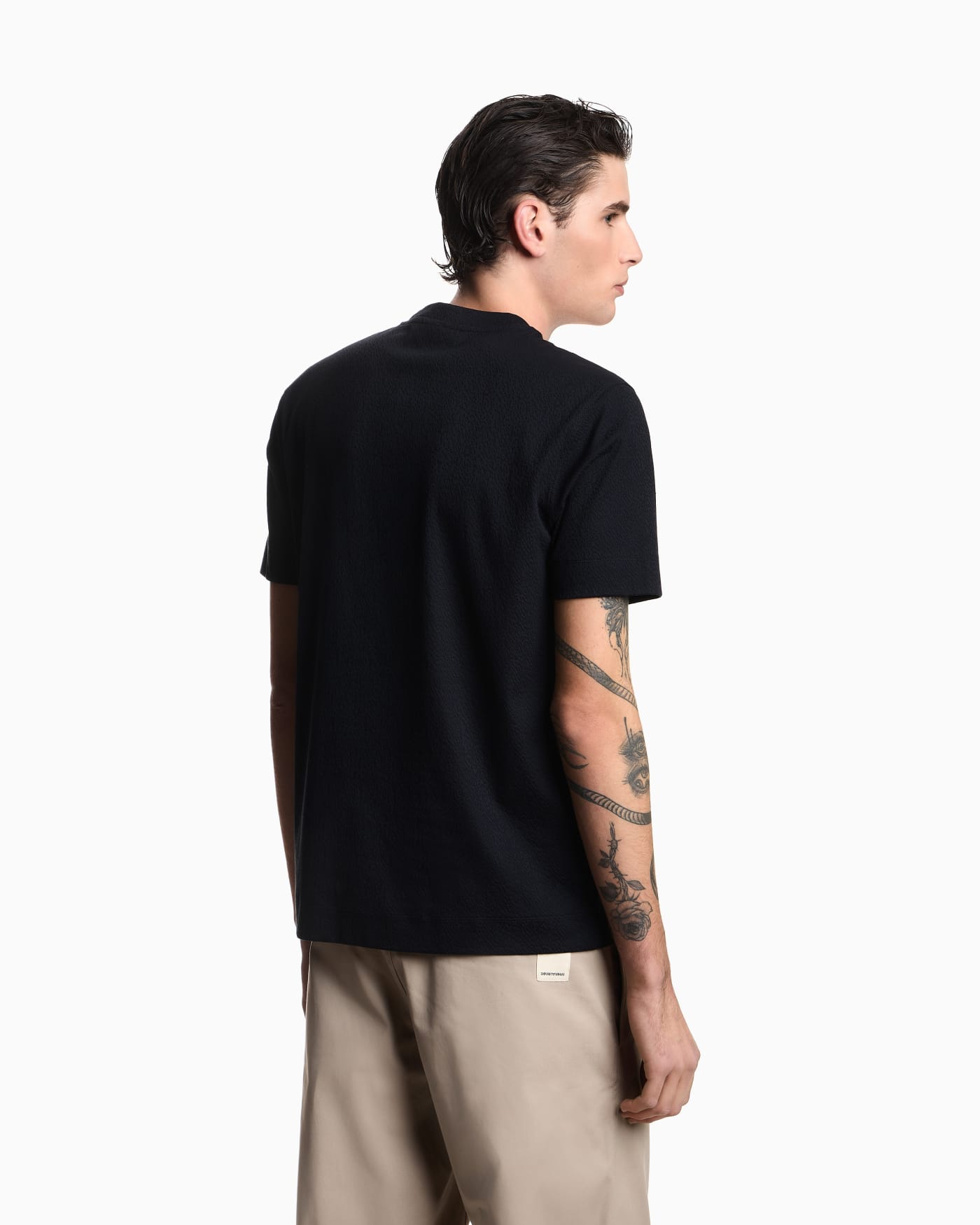 Intarsia-effect jacquard jersey T-shirt