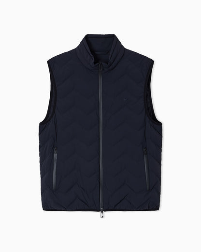 Nylon down jacket sleeveless with a chevron quilt Essential