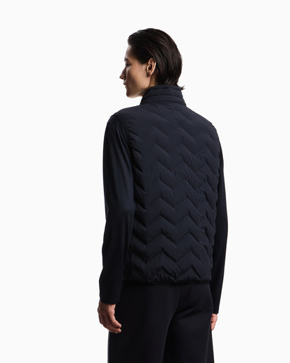 Nylon down jacket sleeveless with a chevron quilt Essential