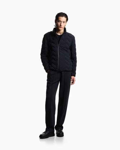 Nylon down jacket with zip and chevron quilting Essential