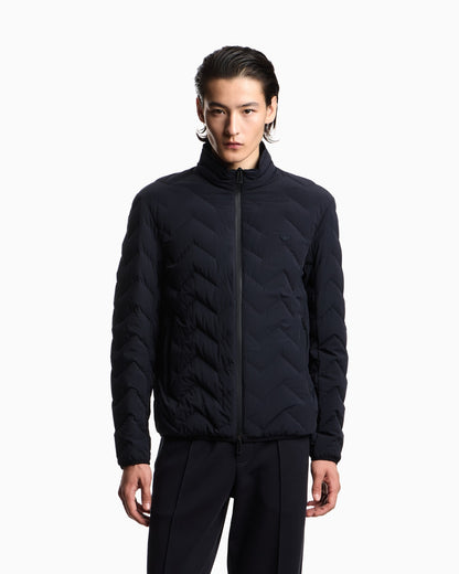 Nylon down jacket with zip and chevron quilting Essential