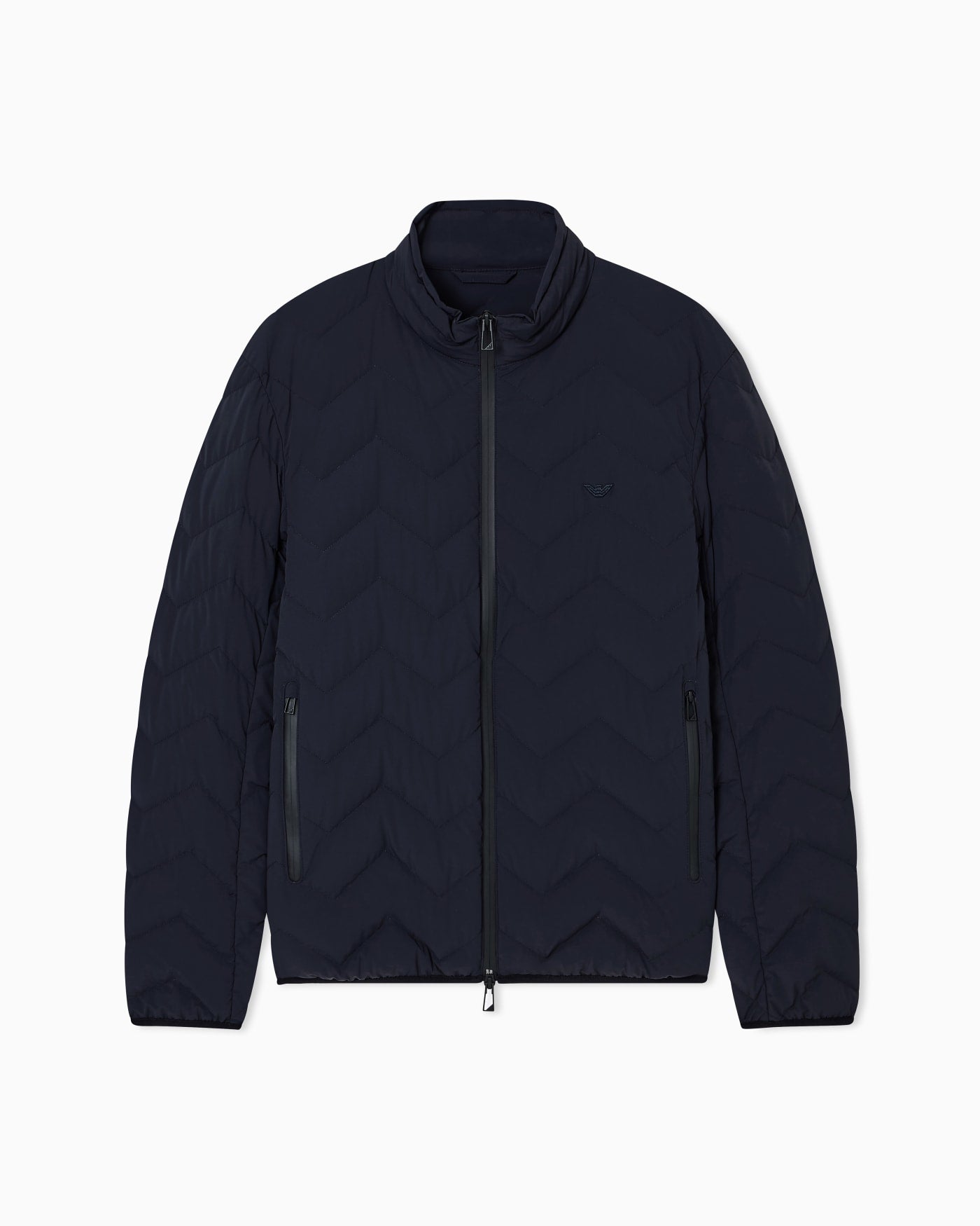 Nylon down jacket with zip and chevron quilting Essential