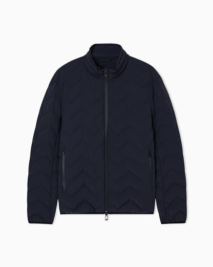 Nylon down jacket with zip and chevron quilting Essential
