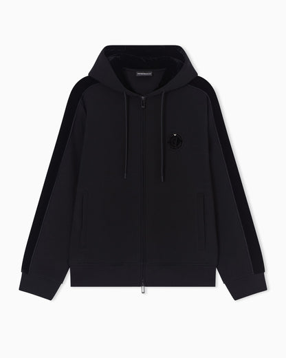 Lunar New Year double-jersey hooded zip-up sweatshirt with patch and tape