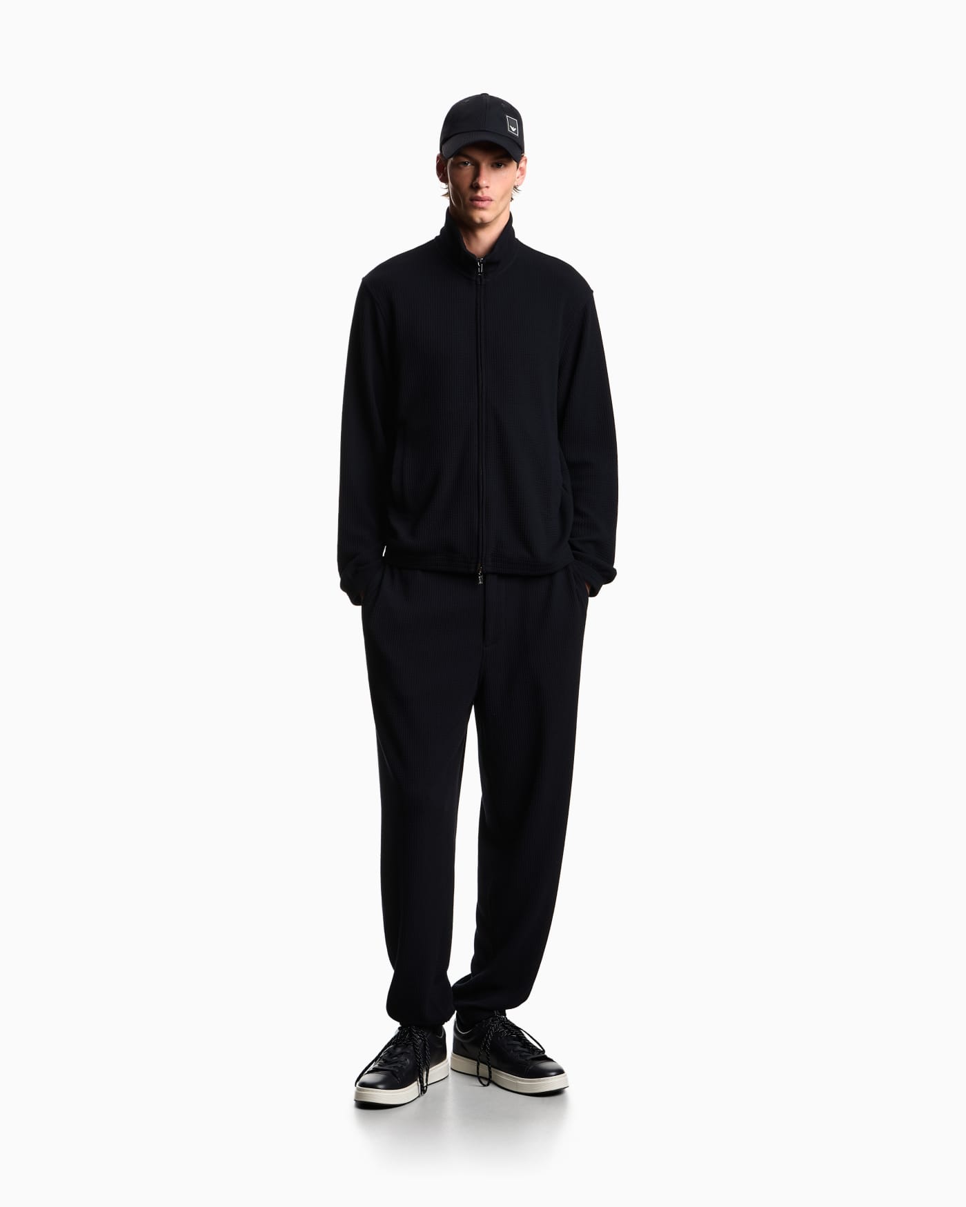 Travel Essential full-zip embossed effect jersey sweatshirt