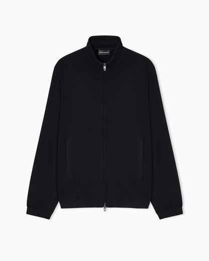 Travel Essential full-zip embossed effect jersey sweatshirt