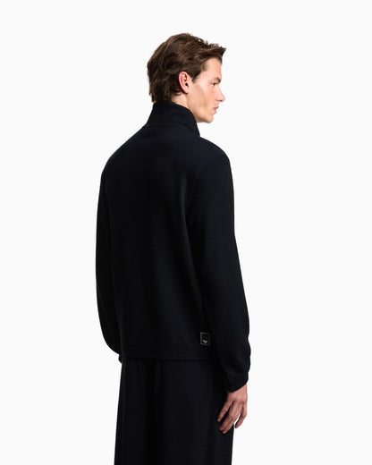 Travel Essential full-zip embossed effect jersey sweatshirt