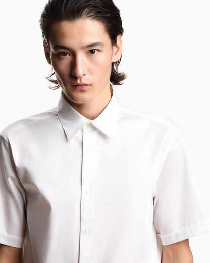 Short-sleeved shirt in stretch Pima cotton