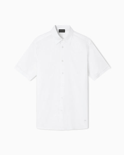 Short-sleeved shirt in stretch Pima cotton