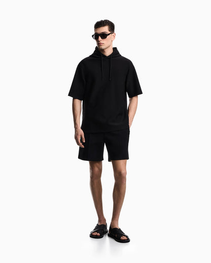 Jacquard jersey hooded sweatshirt with all-over micro eagle