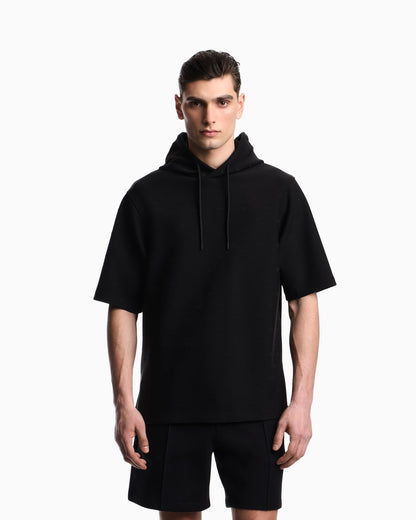 Jacquard jersey hooded sweatshirt with all-over micro eagle
