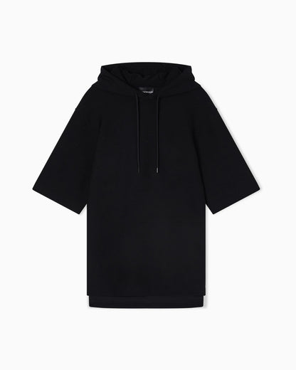 Jacquard jersey hooded sweatshirt with all-over micro eagle