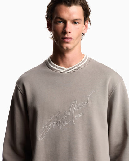 French terry jersey sweatshirt with embroidered signature logo