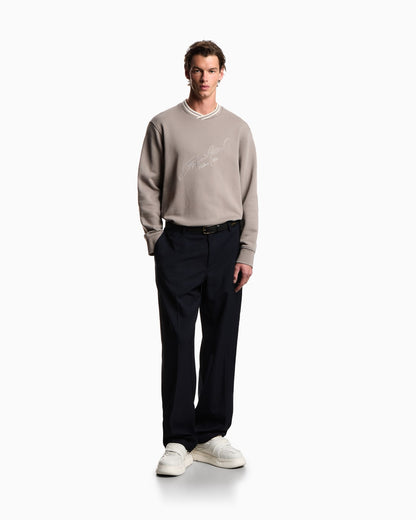 French terry jersey sweatshirt with embroidered signature logo