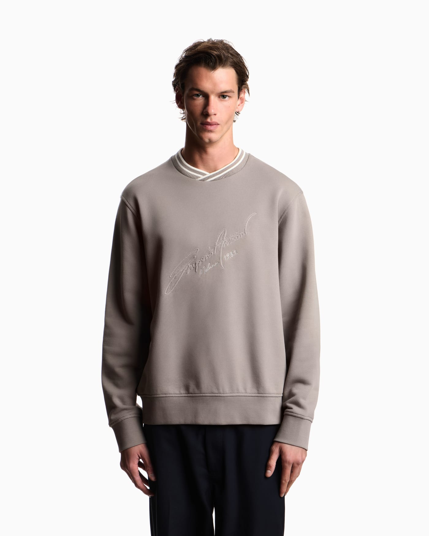 French terry jersey sweatshirt with embroidered signature logo