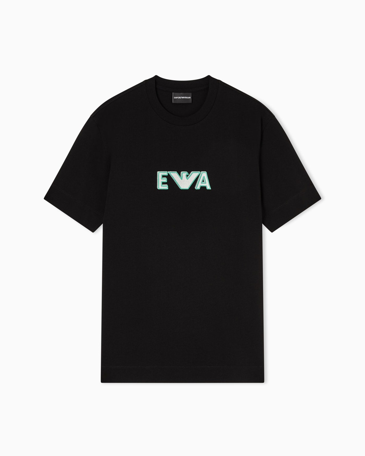 Heavy jersey T-shirt with metal logo embroidery
