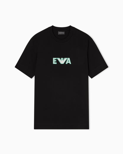 Heavy jersey T-shirt with metal logo embroidery