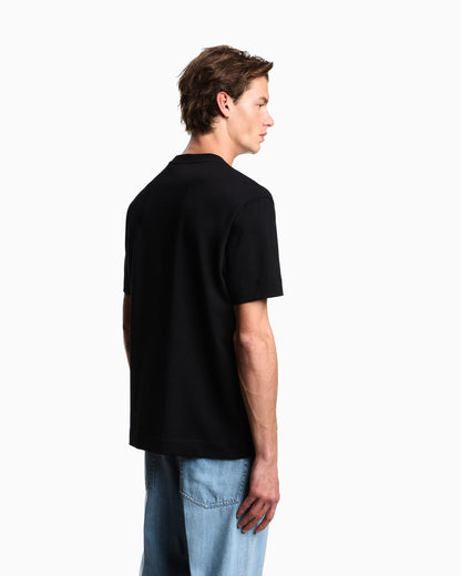 Heavy jersey T-shirt with metal logo embroidery