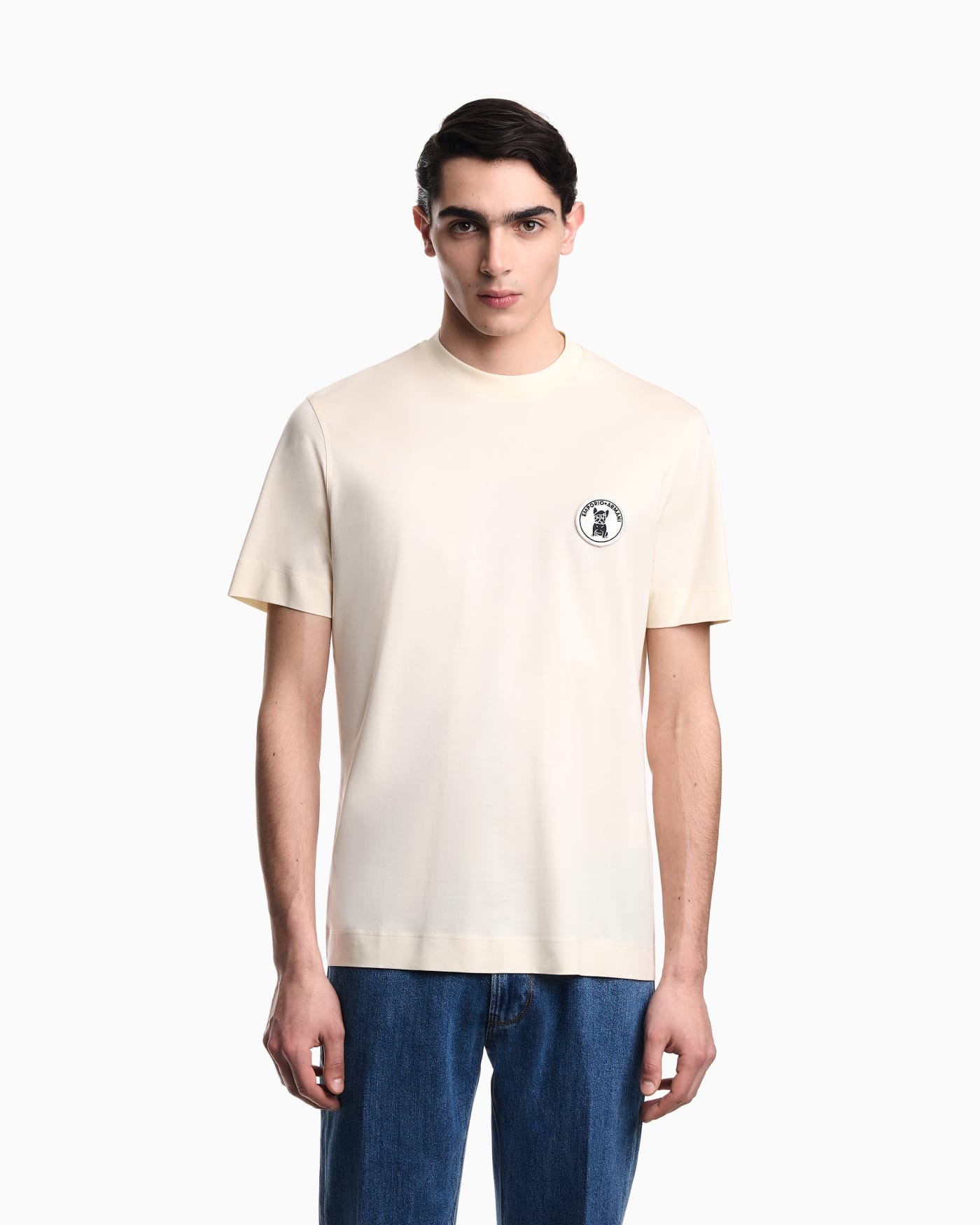 Lyocell-blend jersey T-shirt with French bulldog patch