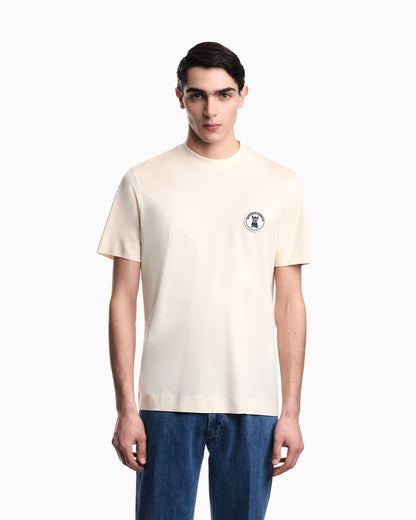 Lyocell-blend jersey T-shirt with French bulldog patch